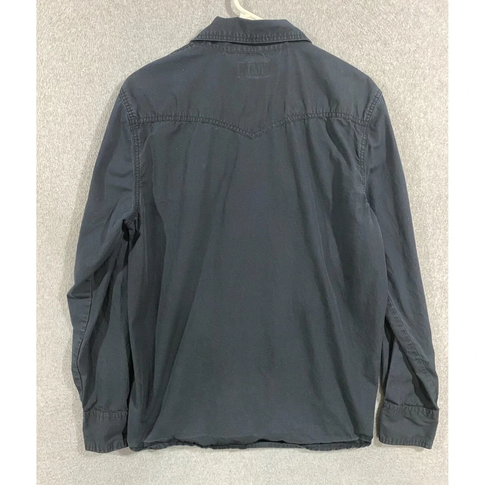 True Religion Shirt Mens M Black Pearl Snap Lightweight Western Cowboy Button Up